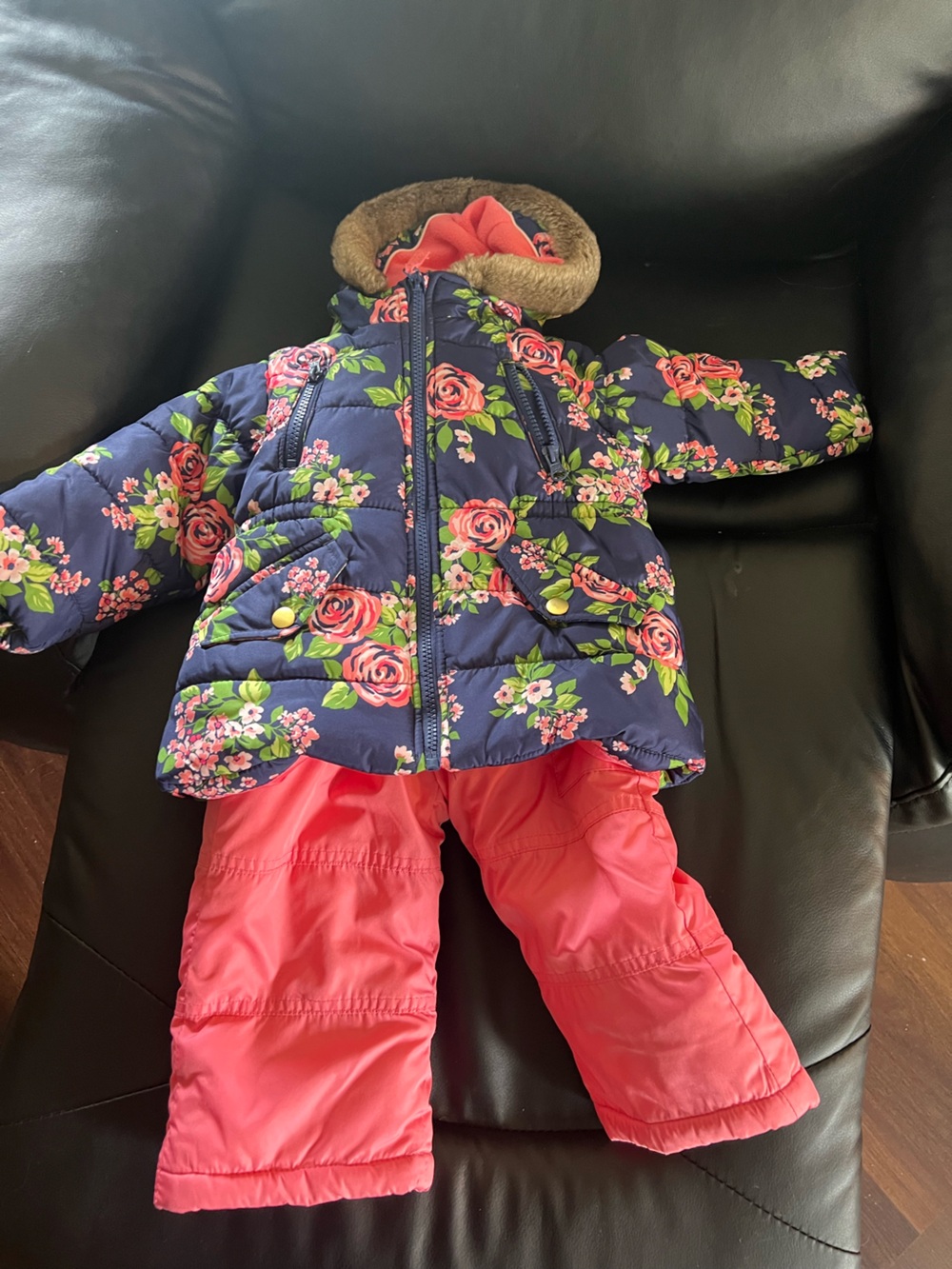 Carter's Coral-Pink Quilted Puffer Jacket and snow suit